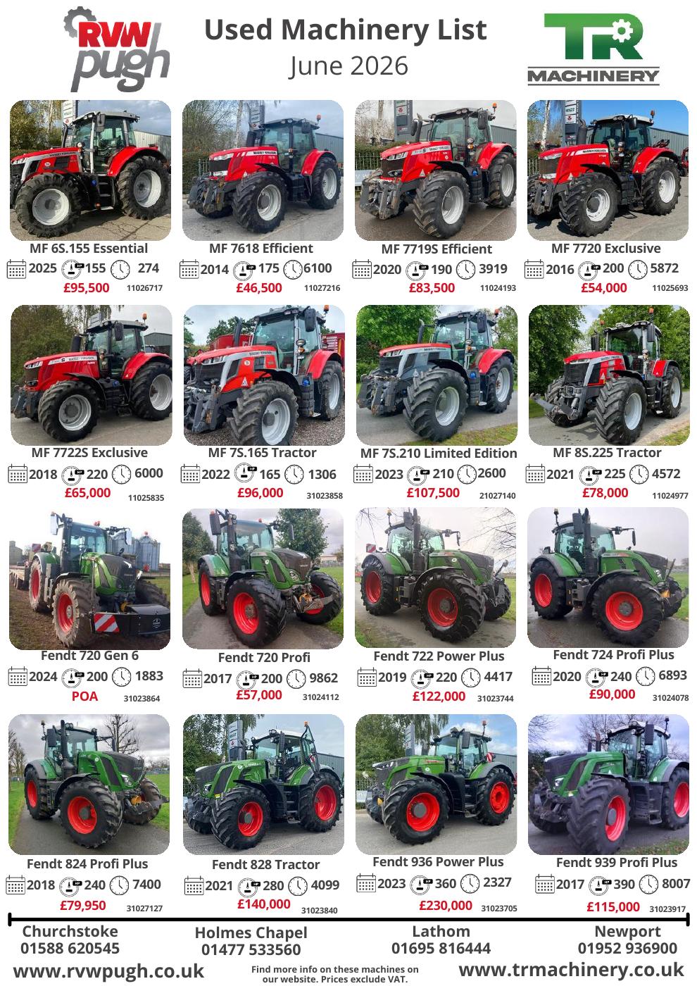 Used Machinery List June 2026