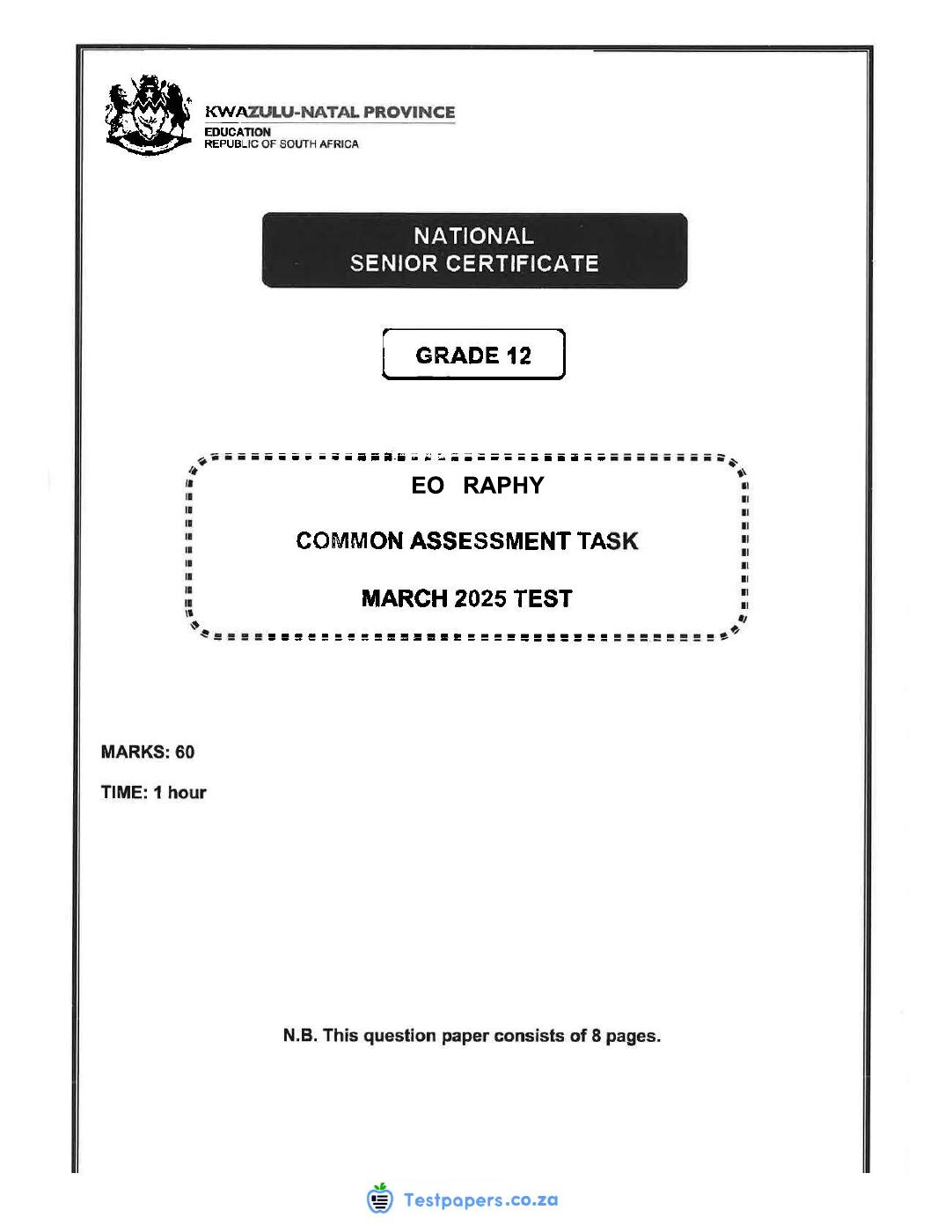 Gr12 Geo Mar 2025 P1
